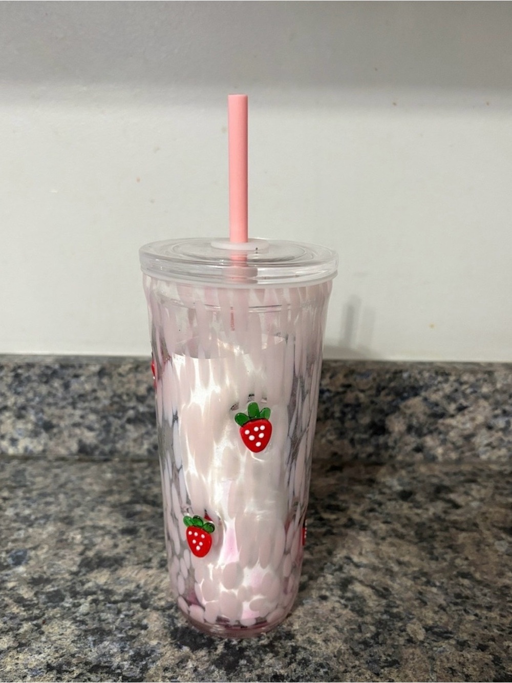 Strawberry Pink Reusable Tumbler with Straw - Home Party Supplies